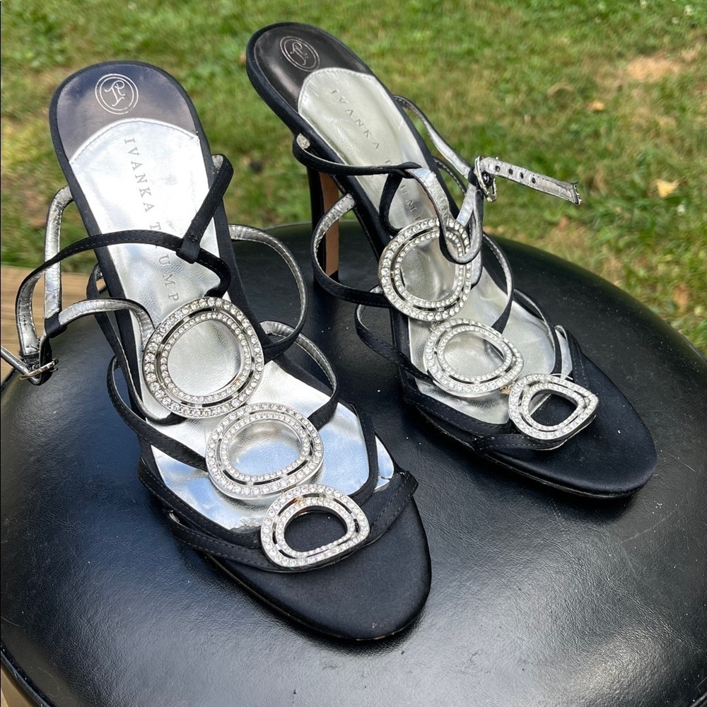 Ivanka Trump Strappy High Heels with rhinestone-embellished circular details - Picture 5 of 8